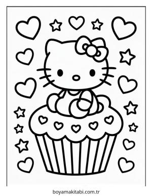 Hello Kitty boyama sayfası – renkli çizimler, okul öncesi