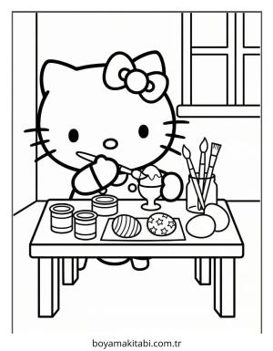 Hello Kitty boyama sayfası – eğitici aktivite, yaratıcılık