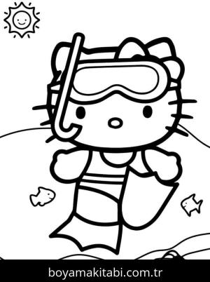 Hello Kitty boyama sayfası – çocuk aktivitesi, PDF indir