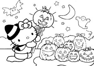 Hello Kitty boyama sayfası, Hello Kitty coloring page, Cadılar Bayramı’nda Hello Kitty,