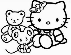 Hello Kitty boyama sayfası, Hello Kitty coloring page, Hello Kitty ve iki Arkadaş,