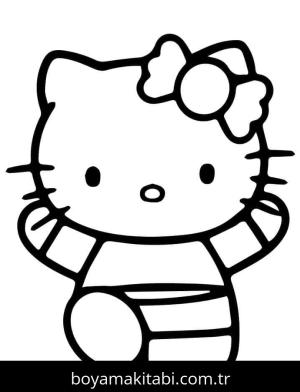 Hello Kitty boyama sayfası – basit çizim, kolay boyama