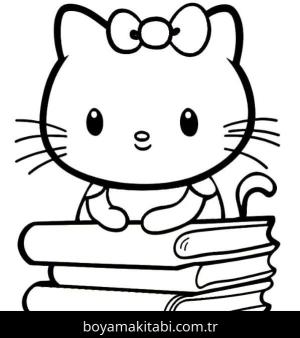 Hello Kitty boyama sayfası – çizgi film temalı, basit çizim