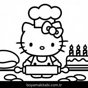 Hello Kitty boyama sayfası – çocuk aktivitesi, PDF indir