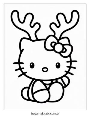 Hello Kitty boyama sayfası – çizgi film temalı, basit çizim