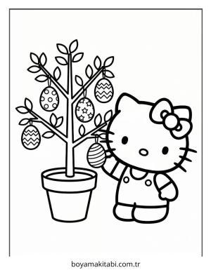 Hello Kitty boyama sayfası – eğlenceli etkinlik, el becerilerini geliştirir