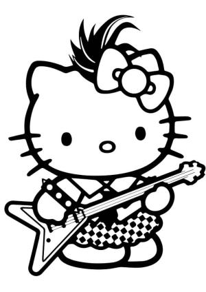 Hello Kitty boyama sayfası, Hello Kitty coloring page, Hello Kitty Rockstar,