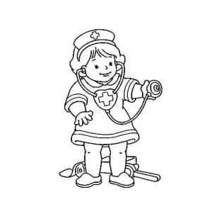 Hemşire boyama sayfası,  coloring page, Küçük Kız Hemşire, 