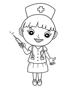 Hemşire boyama sayfası,  coloring page, Mutlu Bir Hemşire, 