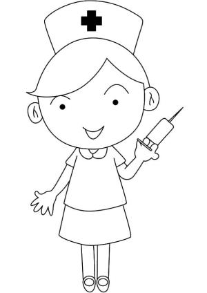 Hemşire boyama sayfası,  coloring page, Basit Hemşire, 