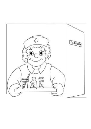 Hemşire boyama sayfası,  coloring page, Mutlu Hemşire, 