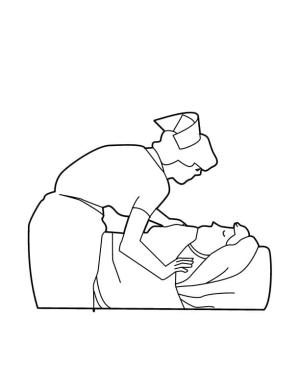 Hemşire boyama sayfası,  coloring page, Hasta ile Hemşire, 