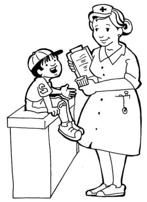 Hemşire boyama sayfası,  coloring page, Hemşire ve Çocuk, 