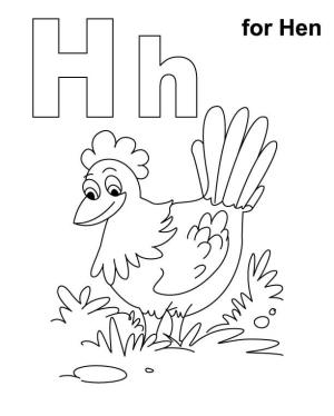 Hen boyama sayfası,  coloring page, Letter H for Hen, 