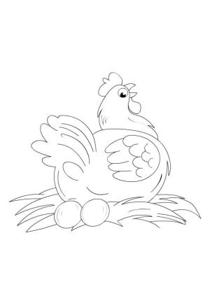 Hen boyama sayfası,  coloring page, Hen ve iki Yumurta, 