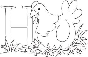 Hen boyama sayfası,  coloring page, H Harfi ve Hen, 