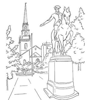 Heykel boyama sayfası,  coloring page, Boston’daki Paul Revere Heykeli, 