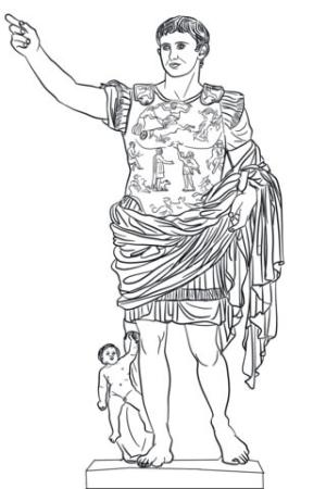 Heykel boyama sayfası,  coloring page, Augustus Sezar Heykeli, 