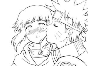 Hinata boyama sayfası,  coloring page, Naruto Hinata’yı Öpüyor, 