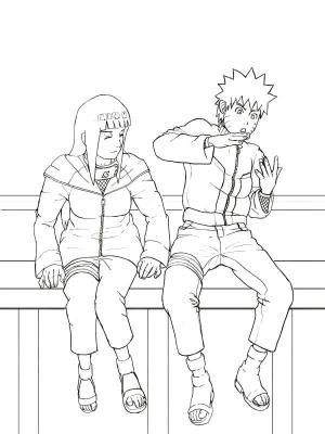 Hinata boyama sayfası,  coloring page, Hinata Ve Naruto Oturuyor, 