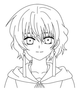 Hindi boyama sayfası,  coloring page, Shizuku Murasaki with long earrings, 