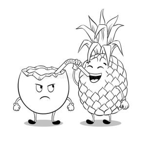 Hindistan Cevizi boyama sayfası,  coloring page, Ananas Hindistan Cevizi İçeceği, 