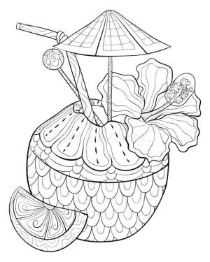 Hindistan Cevizi boyama sayfası,  coloring page, Hindistan Cevizi İçecek Yetişkin, 