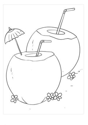 Hindistan Cevizi boyama sayfası,  coloring page, İki Hindistan Cevizi İçecek, 