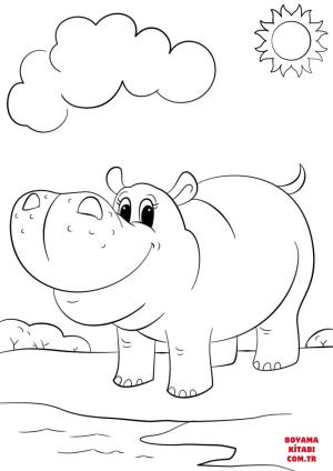 Hipopotam boyama sayfası, Hippopotamus coloring page, , hippopotamus cute cartoon hippo 