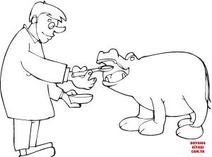 Hipopotam boyama sayfası, Hippopotamus coloring page, , hippopotamus the doctor gives hippopotamus medicine 