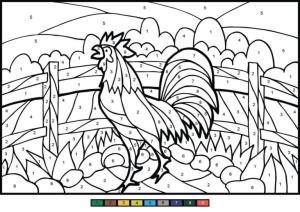 Horoz boyama sayfası,  coloring page, Sayılara göre renk., 