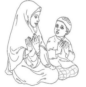 Hoşgeldin Ramazan boyama sayfası,  coloring page, Kardeşler dua eder, 