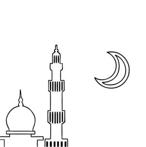 Hoşgeldin Ramazan boyama sayfası,  coloring page, Caminin tepesi ve hilal, 