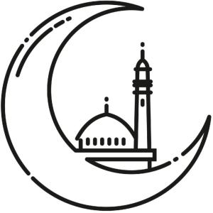 Hoşgeldin Ramazan boyama sayfası,  coloring page, Büyük hilal ve cami., 