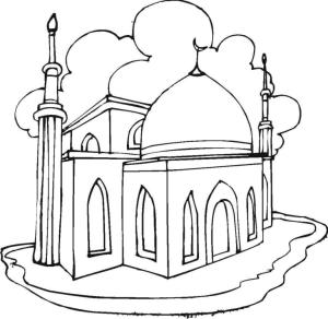 Hoşgeldin Ramazan boyama sayfası,  coloring page, Müslüman ibadet binası, 