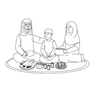 Hoşgeldin Ramazan boyama sayfası,  coloring page, Müslüman aile, 