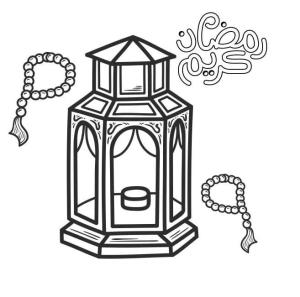 Hoşgeldin Ramazan boyama sayfası,  coloring page, Lamba ve tespih, 