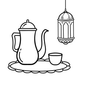 Hoşgeldin Ramazan boyama sayfası,  coloring page, Ramazan’da çay seremonisi., 