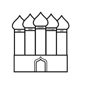 Hoşgeldin Ramazan boyama sayfası,  coloring page, Beş kuleli cami., 