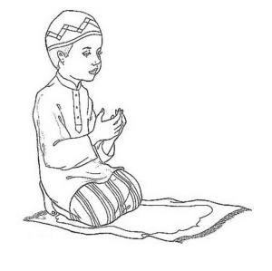 Hoşgeldin Ramazan boyama sayfası,  coloring page, Ramazan ayında dua eden Müslüman çocuk., 