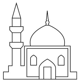 Hoşgeldin Ramazan boyama sayfası,  coloring page, Arap camisi., 