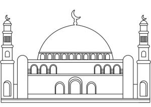 Hoşgeldin Ramazan boyama sayfası,  coloring page, Kocaman bir cami., 