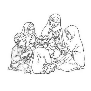 Hoşgeldin Ramazan boyama sayfası,  coloring page, Ramazan ayında dua eden Müslüman çocuklar boyama sayfası, 