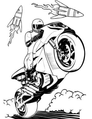 Hot Wheels boyama sayfası,  coloring page, Hot Wheels Motosiklet, 