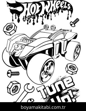 Hot Wheels boyama sayfası – renkli çizimler, okul öncesi