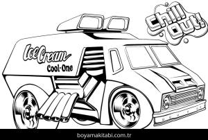 Hot Wheels boyama sayfası – basit çizim, kolay boyama