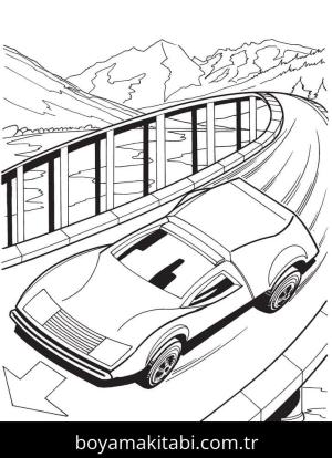 Hot Wheels boyama sayfası – sanatsal çalışma, çocuklar için