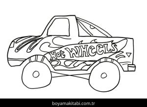 Hot Wheels boyama sayfası – eğlenceli etkinlik, el becerilerini geliştirir