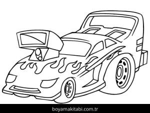 Hot Wheels boyama sayfası – sevimli karakter, sanatsal çalışma