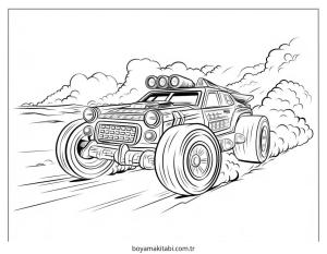 Hot Wheels boyama sayfası – sanatsal çalışma, çocuklar için